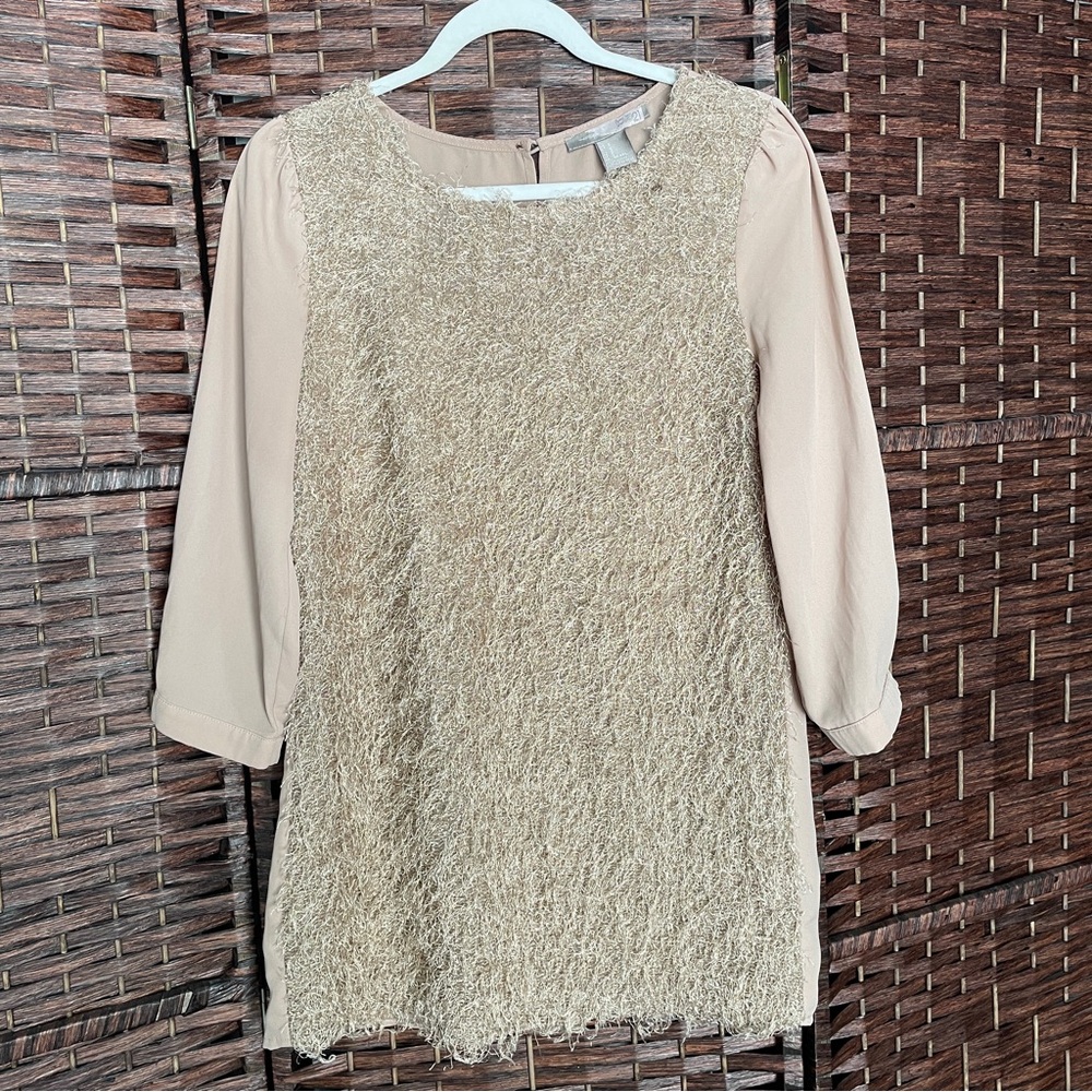 Forever 21 Blush Beige Textured Front Tunic, Boho Party Y2K Retro, Size S.